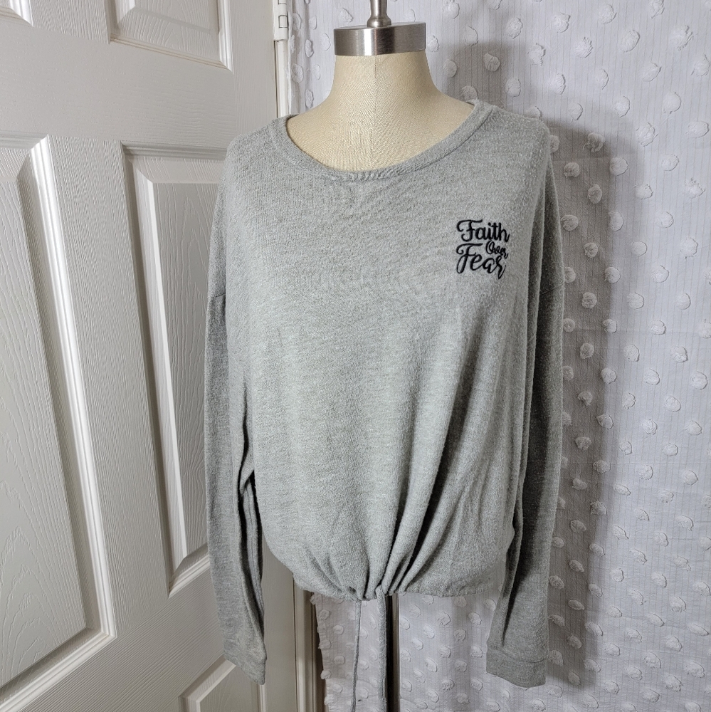 Heaven Sent grey faith over fear top